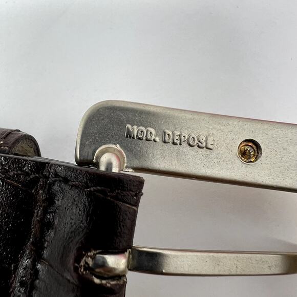 Avignon Crocodile Belt Women Size Small Brown Leather Gold  display picture 1